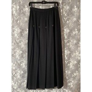 Vintage 70s Maxi Skirt 1970s Black Wool Blend Goth Victorian Prairie Size Small